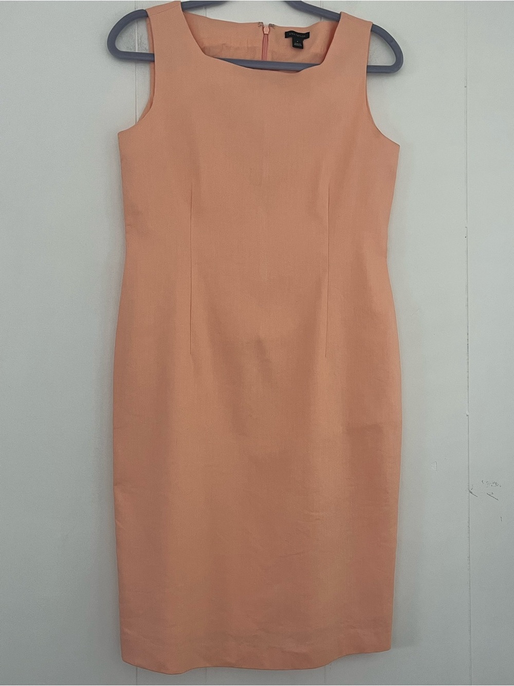 Ann Taylor Sleeveless Sheath Dress Tangerine Cream Linen Blend Size 4 - Picture 2 of 13